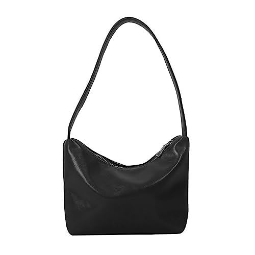 HUANIZI Freizeittasche, legere Achseltasche, große Kapazität, Schultertasche, Mädchen, Damen, einfarbig, trendige Tasche, Hobo-Tasche, Unterarmtasche, Schwarz, 18.5x8x15.5cm von HUANIZI