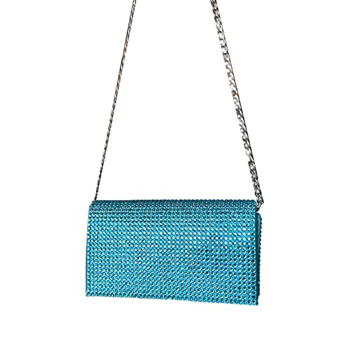 HUANIZI Glitzernde Abendtasche für Damen, Hochzeit, Clutch, Geldbörse, Kette, Umhängetasche, kleine Party-Handtasche, Crossbody-Tasche, Blau, 16x6x9.5cm Chain length: 75cm von HUANIZI