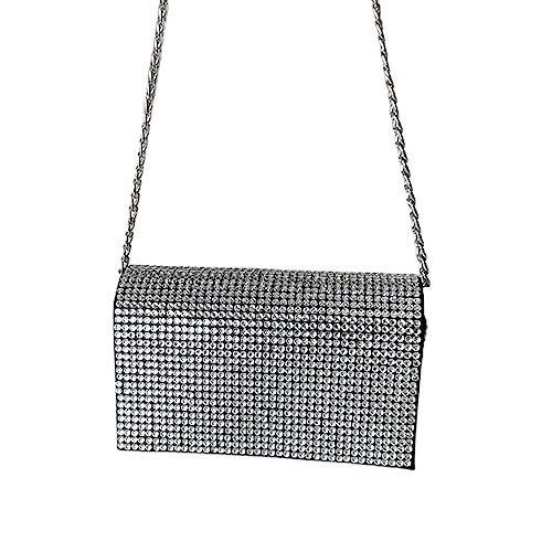 HUANIZI Glitzernde Abendtasche für Damen, Hochzeit, Clutch, Geldbörse, Kette, Umhängetasche, kleine Party-Handtasche, Crossbody-Tasche, silber, 16x6x9.5cm Chain length: 75cm von HUANIZI