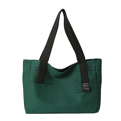 HUANIZI Große Kapazität, Damen-Handtaschen, einfache Handtasche mit Tragegriff oben, aus Segeltuch, lässig, große Einkaufstasche, Grün , 46x27x10cm von HUANIZI