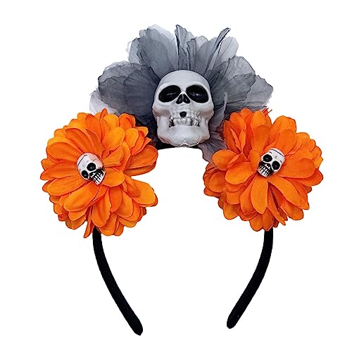 HUANIZI Haarband in Blumen- und Totenkopf-Form, für Damen, Party-Haarreifen, Haarschmuck, für Frauen, zum Fotografieren von HUANIZI