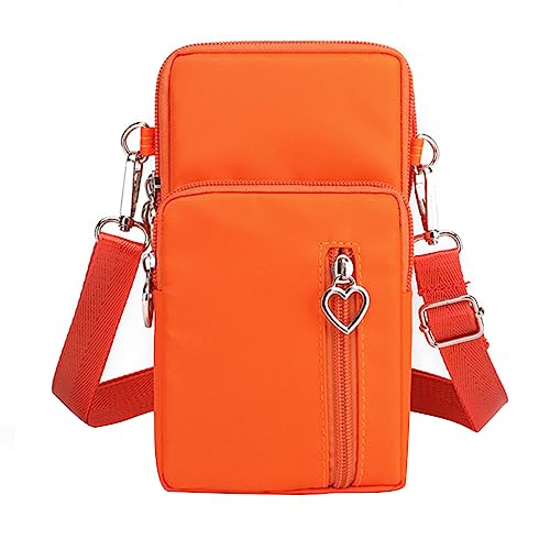 HUANIZI Handy-Tasche für Mädchen und Damen, modische Umhängetasche, Nylon, Bargeld-Kartenhalter, Haspe, Schultertasche, Geldbörse, Handtasche, Orange/Abendrot im Zickzackmuster (Sunset Chevron), Small von HUANIZI