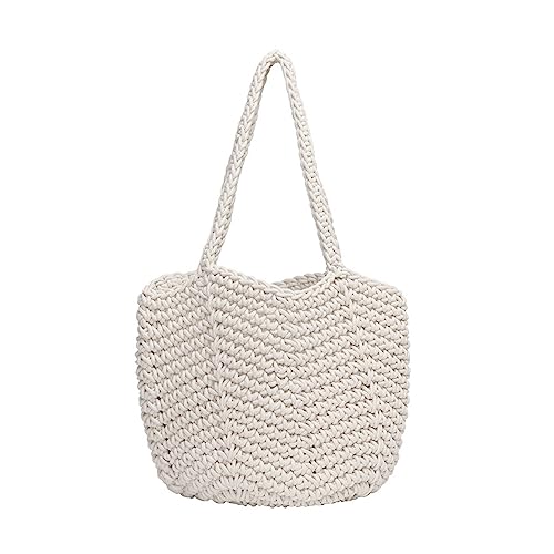 HUANIZI Hohle Tasche Mode Damen Handtasche Große Kapazität Schultertasche Urlaub Stricktasche Vintage Tasche, Weiss/opulenter Garten, 23x20x11cm von HUANIZI