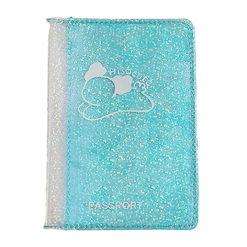 HUANIZI Holografische Reisepasshülle, Reisepasshülle, Brieftasche, Geschenk, niedliches PVC-Kartenetui für Unisex, Blau, 9.5x13.5cm von HUANIZI