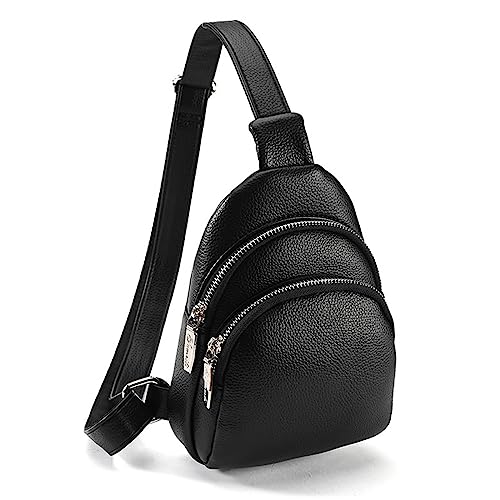 HUANIZI Hüfttasche aus PU-Kunststoff, große Kapazität, Sport-Gürteltasche, Brusttasche, multifunktional, Damen, Crossbody, Hüfttasche, Schultertasche, Schwarz, 15x8x21cm von HUANIZI