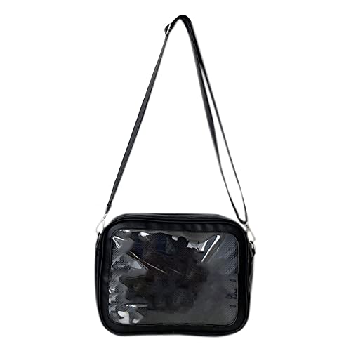 HUANIZI Japanische Harajuku Ita Tasche für Frauen PU Transparente Tasche Itabag High School Mädchen Uniform JK Crossbody Umhängetasche, Schwarz, AS THE PIC SHOW von HUANIZI