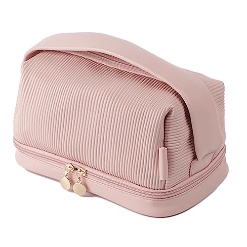 HUANIZI Kulturbeutel mit großer Kapazität, Reise-Kulturbeutel, Kosmetiktasche, tragbare Toast-Make-up-Tasche, multifunktionale Aufbewahrungstasche für Damen und Mädchen, Pink, Large von HUANIZI