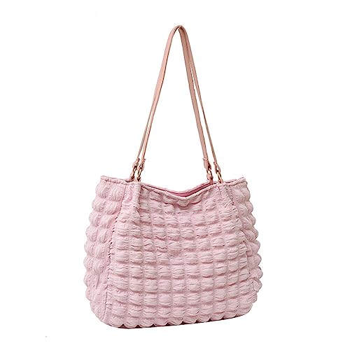 HUANIZI Luftpolstertasche, gerüscht, modische Handtasche für Damen, Mädchen, Reisetasche, Schultertasche, PK, with pendant von HUANIZI