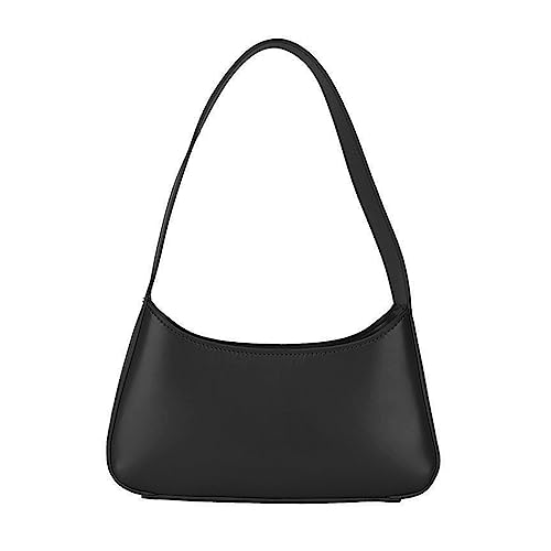 HUANIZI Modische Achseltasche, Freizeit, lässig, PU-Tasche, große Kapazität, Schultertasche für Mädchen und Frauen, einfarbig, trendige Unterarmtasche, Schwarz, 26x15x5.5cm von HUANIZI