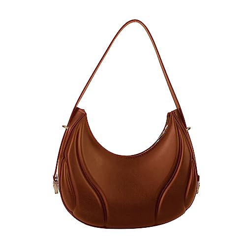 HUANIZI Modische Achseltasche, Schultertaschen für Mädchen, Frauen, Halbmond-Taschen, Damen-Geldbörse, Unterarmtasche, trendige Handtasche, Tragetaschen, Braun, 18.5x10x21.5cm von HUANIZI