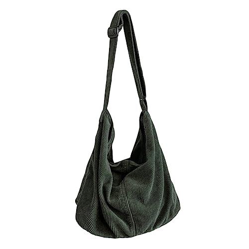 HUANIZI Modische Damen-Umhängetasche aus Kordsamt, japanisches süßes Mädchen, Kuriertasche, einfache Umhängetasche, große Kapazität, Grün , As picture shown von HUANIZI