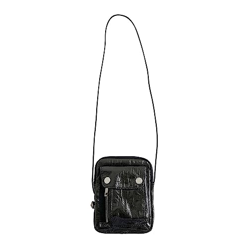 HUANIZI Modische Tasche, quadratisch, PU, trendige Tasche, Schultertaschen für Mädchen, Frauen, Crossbody-Tasche, Handytasche, lässige Reisetasche, Schwarz, 14x4x18cm Shoulder Strap Length: 146cm von HUANIZI