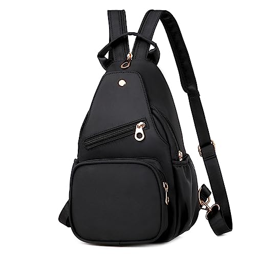 HUANIZI Modische Umhängetasche, einfarbig, lässige Tasche für Damen, Teenager, große Kapazität, Crossbody-Tasche, Rucksack, Brusttasche, Schwarz, 30x14x18cm von HUANIZI