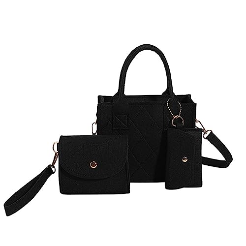 HUANIZI Modische Umhängetasche mit Reißverschluss, einfarbig, Filz, Damen-Umhängetasche, luxuriöse Handtasche, lässige Umhängetasche für Damen, Schwarz, As picture shown von HUANIZI