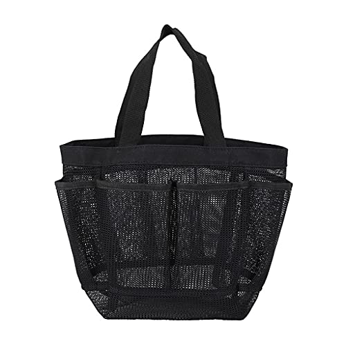 HUANIZI Multi-Pocket Mesh Shower Bag Hanging Portable Kulturtasche für Damen und Herren College Wohnheim Essentials Quick Mesh Bag, Schwarz von HUANIZI