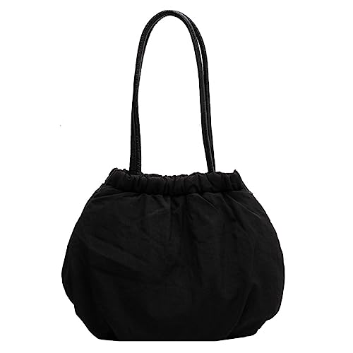 HUANIZI Nylon-Tasche, gesteppt, lässig, Handtasche, großes Fassungsvermögen, plissiert, Umhängetasche, modische Reise-Hobo-Tasche für Damen, Schwarz, 39.5x10x30cm von HUANIZI