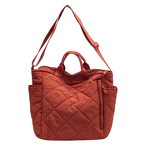 HUANIZI Nylontasche, Freizeittasche, große Kapazität, Schultertasche für Damen, einfarbig, trendige Tasche, Reisetasche, Herbst, Winter, Orange/Abendrot im Zickzackmuster (Sunset Chevron), 30x12x28cm von HUANIZI