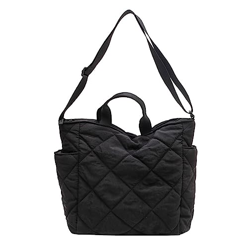 HUANIZI Nylontasche, Freizeittasche, große Kapazität, Schultertasche für Damen, einfarbig, trendige Tasche, Reisetasche, Herbst, Winter, Schwarz , 30x12x28cm von HUANIZI