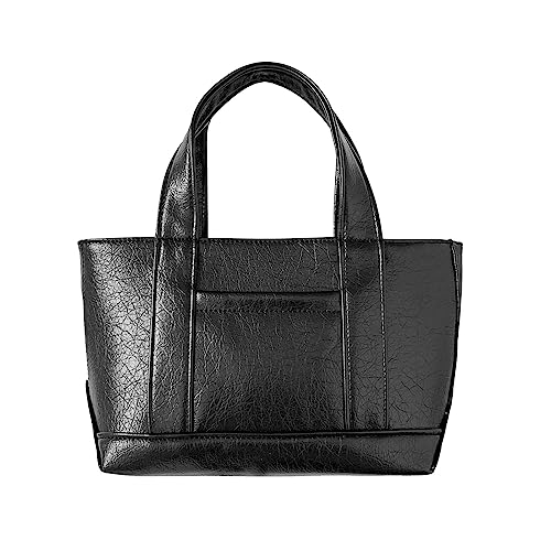 HUANIZI PU Tasche Shopper Casual Handtasche Koreanischer Stil Große Kapazität Tasche Lady Geldbörse für Frauen Mode Hobo Taschen Eimer Tasche, Schwarz, 32x10x18cm von HUANIZI