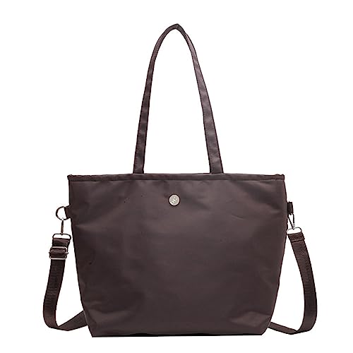 HUANIZI Stilvolle Umhängetasche aus Nylon, große Kapazität, Messenger, tragbar, einfarbig, Handtasche für Damen, Kaffee, 33x14x32cm von HUANIZI