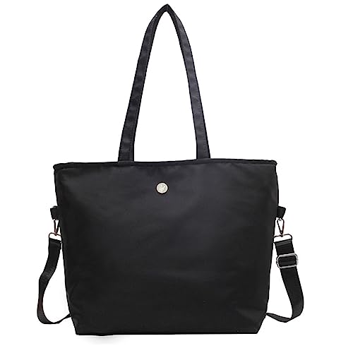 HUANIZI Stilvolle Umhängetasche aus Nylon, große Kapazität, Messenger, tragbar, einfarbig, Handtasche für Damen, Schwarz, 33x14x32cm von HUANIZI