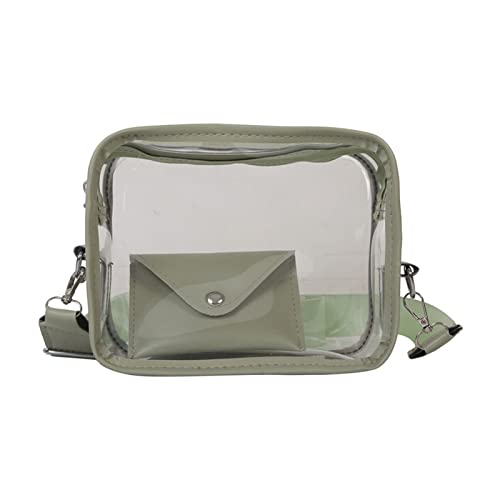 HUANIZI Summer Causual PVC transparente Umhängetasche für Damen und Mädchen, Damen, transparent, Kuriertasche, Umhängetasche mit Geldbörse, Grün , AS THE PIC SHOW von HUANIZI