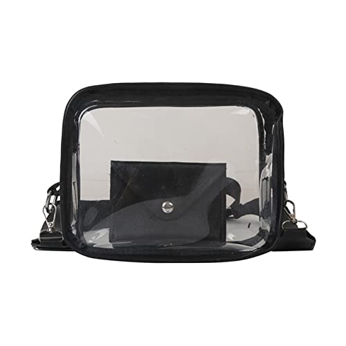 HUANIZI Summer Causual PVC transparente Umhängetasche für Damen und Mädchen, Damen, transparent, Kuriertasche, Umhängetasche mit Geldbörse, Schwarz, AS THE PIC SHOW von HUANIZI