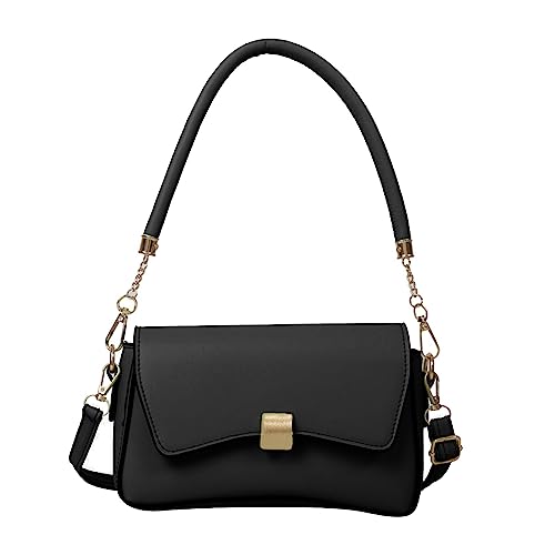 HUANIZI Tasche Freizeit Mode Achseltasche Große Kapazität PU Umhängetasche Mädchen Frauen Trendy Tasche Crossbody Tasche Unterarmtasche, Schwarz, 21x5.5x12.5cm von HUANIZI