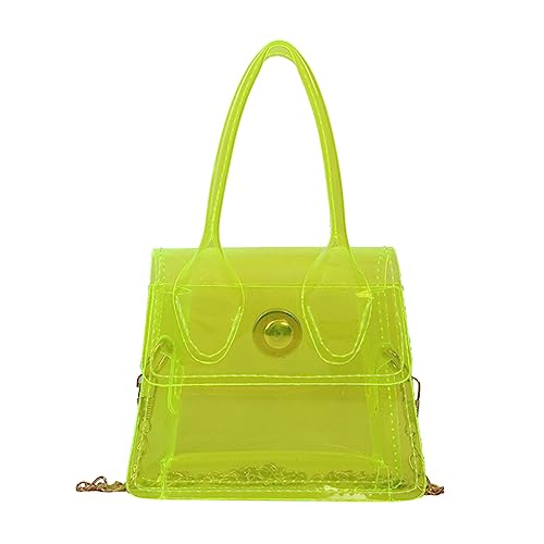 HUANIZI Transparente Jelly-Farbe, kleine quadratische Tasche, Damen, PVC, Umhängetasche, modische Handtasche, Grün , As picture shown von HUANIZI