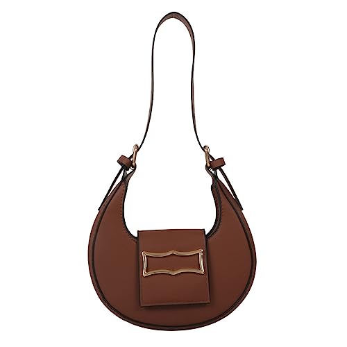 HUANIZI Trendige Handtaschen PU Umhängetasche Satteltaschen für Frauen Mädchen Unterarmtasche Luxus Sactchel Bag, Kaffee, 18x5.5x19.5cm von HUANIZI