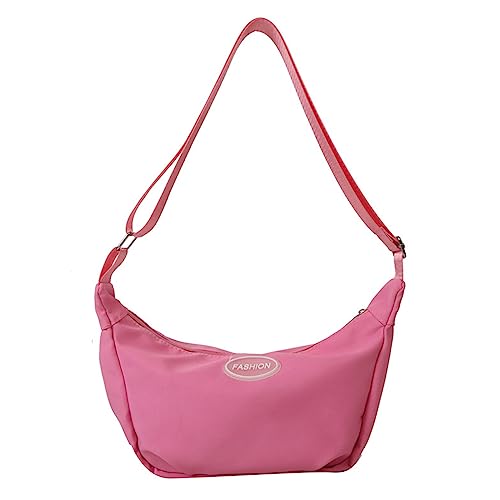 HUANIZI Vielseitige Nylon-Umhängetasche, Knödeltasche, einfache Tasche, Schultertasche, Handtasche für Damen und Mädchen, Hot Pk, 5x9x16cm von HUANIZI