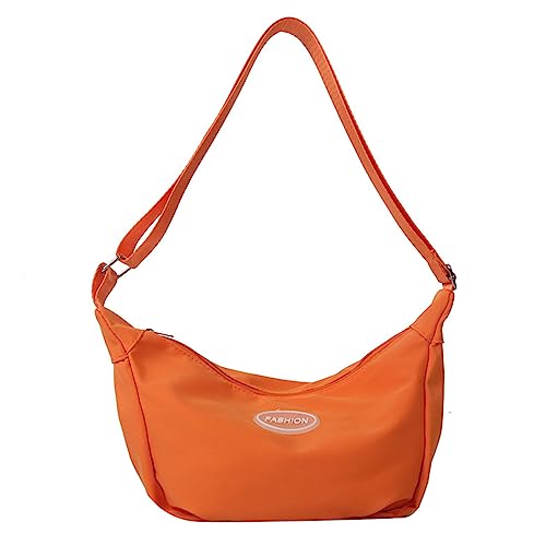 HUANIZI Vielseitige Nylon-Umhängetasche, Knödeltasche, einfache Tasche, Schultertasche, Handtasche für Damen und Mädchen, Orange/Abendrot im Zickzackmuster (Sunset Chevron), 5x9x16cm von HUANIZI