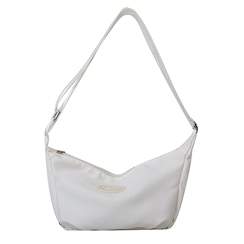 HUANIZI Vielseitige Nylon-Umhängetasche, Knödeltasche, einfache Tasche, Schultertasche, Handtasche für Damen und Mädchen, Weiss/opulenter Garten, 5x9x16cm von HUANIZI