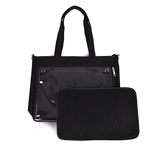 JK Umhängetasche für Mädchen, niedliche Umhängetasche, Damen, transparent, Kuriertasche, schöne Handtasche, Studenten, Segeltuch, Schwarz, Mesh cloth binding b von HUANIZI