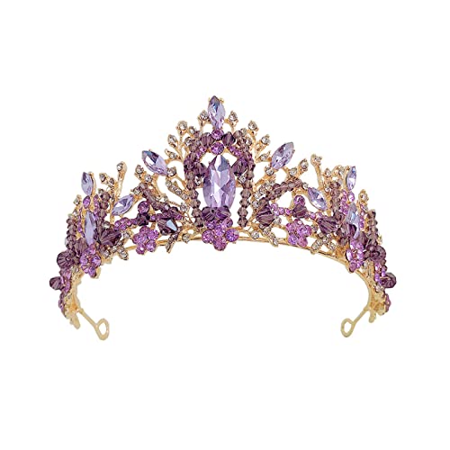 Vintage-Tiaras, violette Kronen für Damen, für Königin, Braut, Dekoration für Halloween, Hochzeit, Party, Abschlussball, Dekoration, Kristall-Stirnbänder für Frauen, Rosenhochzeit, Wie beschrieben von HUANIZI