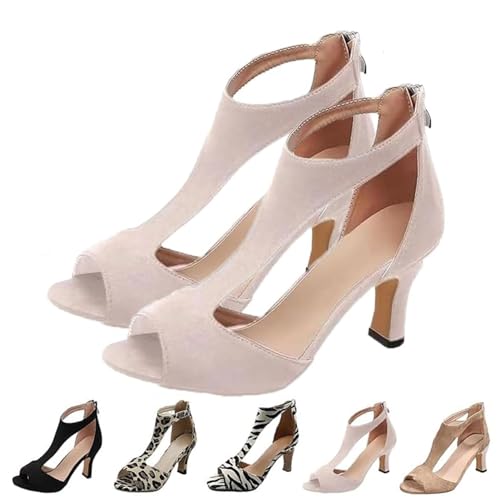 HUANZHI Nevriz Orthopädische High Heels, sexy dicke Absätze, Fischmaul-Sandalen, offene Zehensandalen, Strand-Boho-Sandalen, Kleidschuhe für Damen (Rosa,35_) von HUANZHI