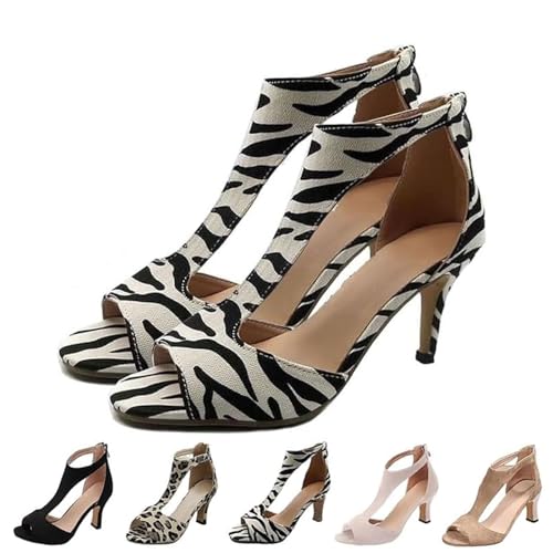 HUANZHI Nevriz Orthopädische High Heels, sexy dicke Absätze, Fischmaul-Sandalen, offene Zehensandalen, Strand-Boho-Sandalen, Kleidschuhe für Damen (Weiß,40_) von HUANZHI