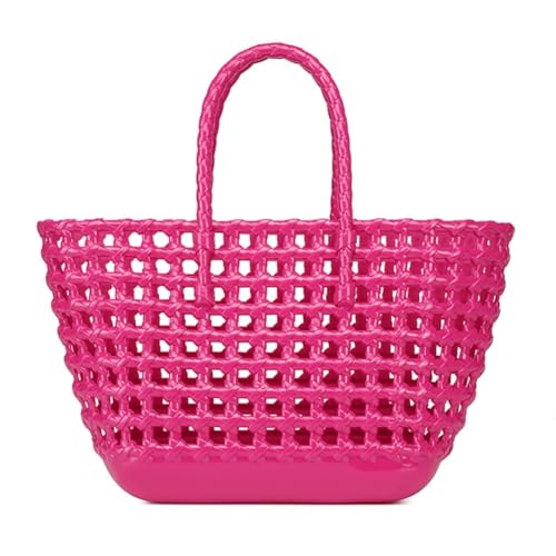 HUAOLAWQ Damen-Mesh-Tasche mit Griff oben, große Kapazität, wasserdichte Strandtasche, einfarbig, modische Einkaufstasche, ausgehöhlt, for Outdoor-Camping von HUAOLAWQ