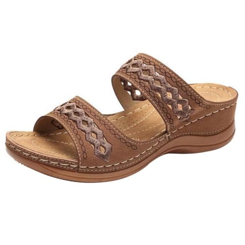 HUAOLAWQ Damen-Sommersandalen mit Fußgewölbeunterstützung, Slip-On-Slides, offene Zehen, lässige Strandsandalen, bequem for Damen, lässig, elegant, Sommer von HUAOLAWQ