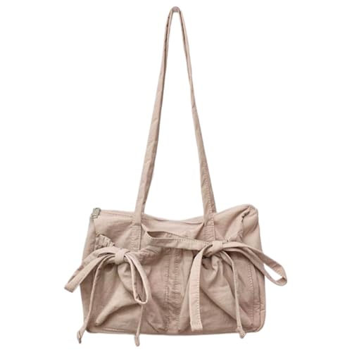 HUAOLAWQ Damenmode Schultertasche mit Reißverschluss, einfache Einkaufstasche, einfarbig, Nylon, Lebensmittelgeschäft, Mädchen, Outdoor, Alltagstasche von HUAOLAWQ