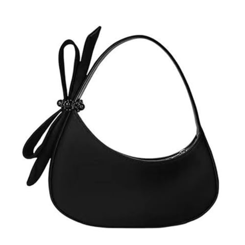 HUAOLAWQ Designer-Schultertasche aus Nylon mit Schleife, trendige Umhängetasche, kleine Sling-Halbmondtasche mit Reißverschluss, Y2K-Geldbörse, Halbmondtasche für Damen und Mädchen von HUAOLAWQ