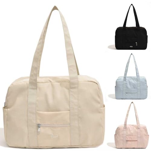 HUAOLAWQ Unisex Reise-Schulterhandtasche, mehrere Taschen, Umhängetasche für Männer und Frauen (Beige) von HUAOLAWQ