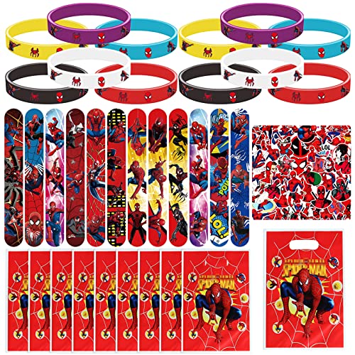 HUARYEN 84 Kindergeburtstag Party Mitgebsel, 12 Silikonarmbänder 12 Cartoon Slap Armband 50 Aufkleber 10 Candy Tüten Geburtstags Party Zubehör für Mädchen Jungen Party Geschenke von HUARYEN