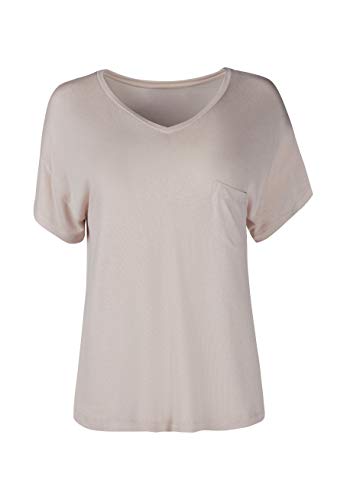 Huber Damen Shirt Kurzarm Pyjamaoberteil, Soft Sand, 40 von HUBER