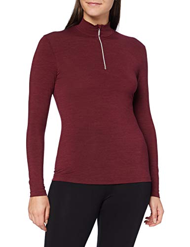 Huber Damen Shirt lang mit Zipper Unterwäsche, red Velvet, 42 von HUBER