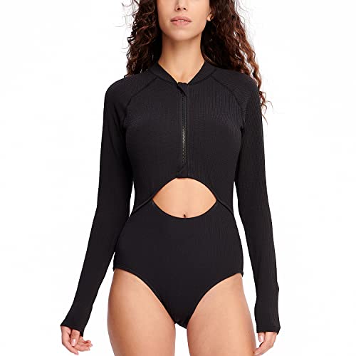 HUGE SPORTS Damen Badeanzüge mit Ausschnitt Hochgeschnittener Badeanzug(Schwarz,2XL) von HUGE SPORTS