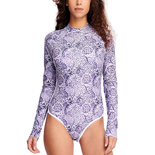 HUGE SPORTS Damen Badeanzug Langarm Schnell Trocknend Surfanzug Rücken-Reissverschluss Rashguard für Damen(Lila,XL) von HUGE SPORTS