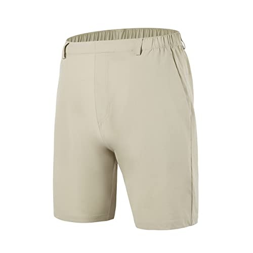 HUGE SPORTS Herren Golfshorts Dehnbar Leichte Kurze Hose Bequem Schmale Passform Outdoor Shorts für Wandern Golf Camping Khaki 2XL von HUGE SPORTS