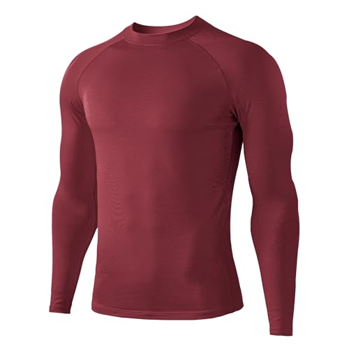 HUGE SPORTS Herren Thermo Unterhemd Langarm Thermounterwäsche Oberteile Atmungsaktiv Langarmshirt für Winter Outdoor Kastanienbraun M von HUGE SPORTS