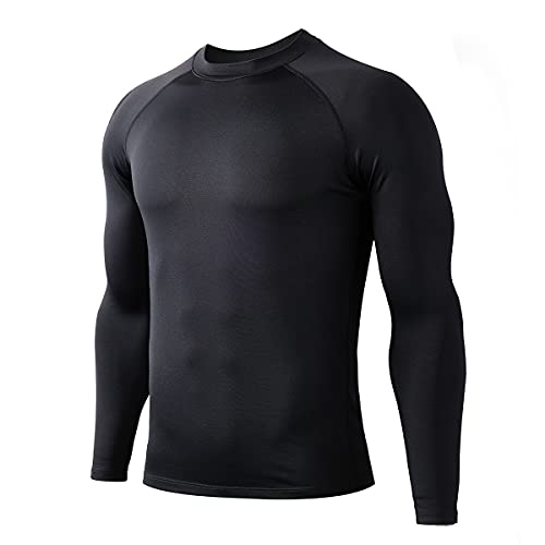 HUGE SPORTS Herren Thermo Unterhemd Langarm Thermounterwäsche Oberteile Atmungsaktiv Langarmshirt für Winter Outdoor Schwarz XL von HUGE SPORTS